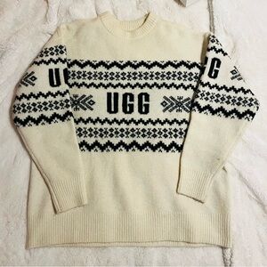 UGG Women's Cream and Black Patterned Sweater